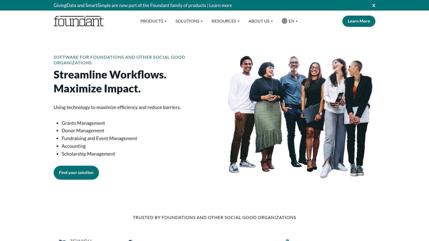 Foundant Grant Lifecycle Manager portal for foundation and fiscal sponsor grants