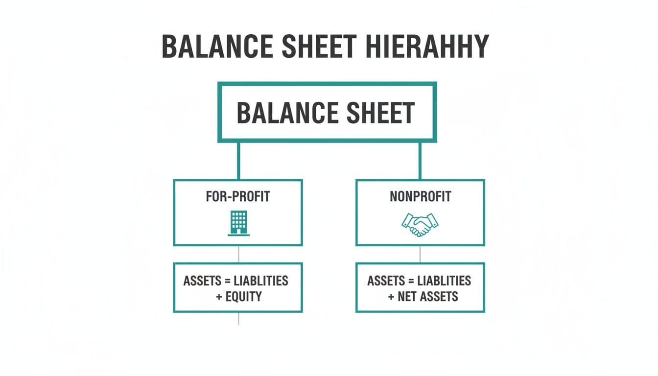 Diagram showing balance sheet hierarchy in this balance sheet for nonprofit guide