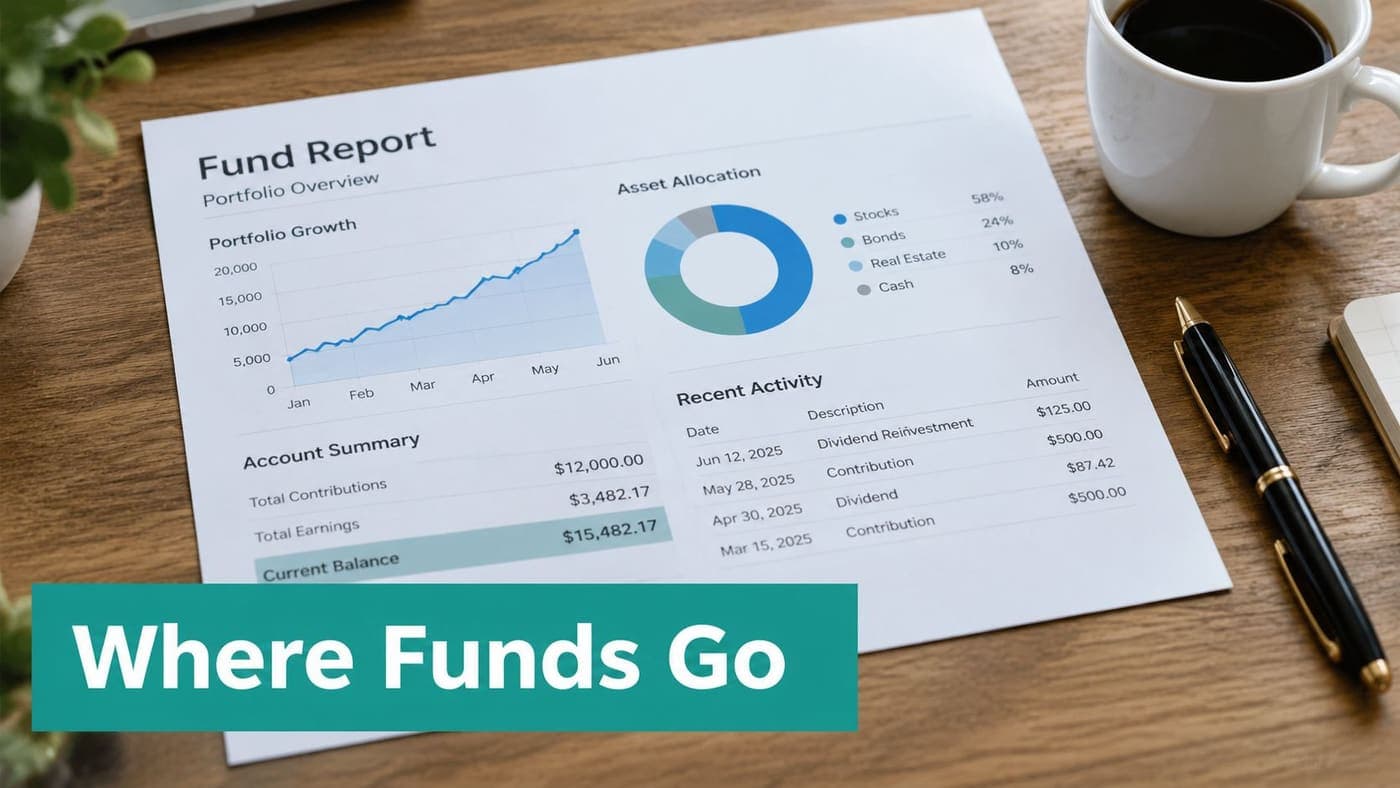 Printed church fund report showing restricted gifts and ministry allocation