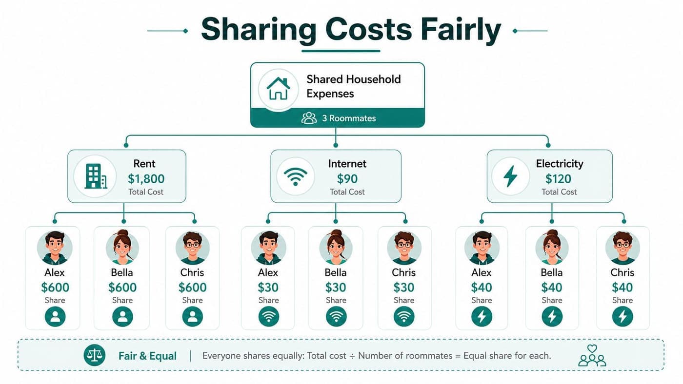 Shared expense allocation example across three nonprofit programs