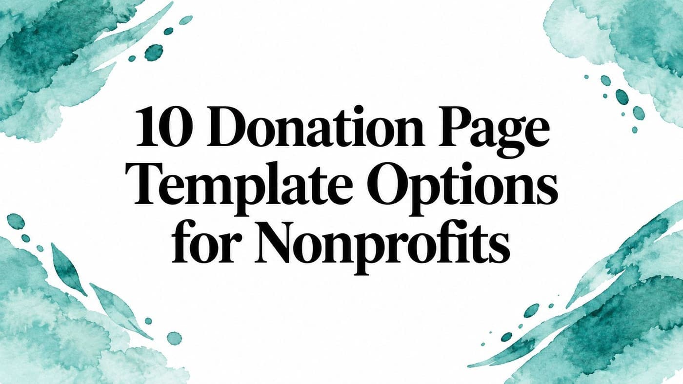 Title card listing ten donation page template options for nonprofits
