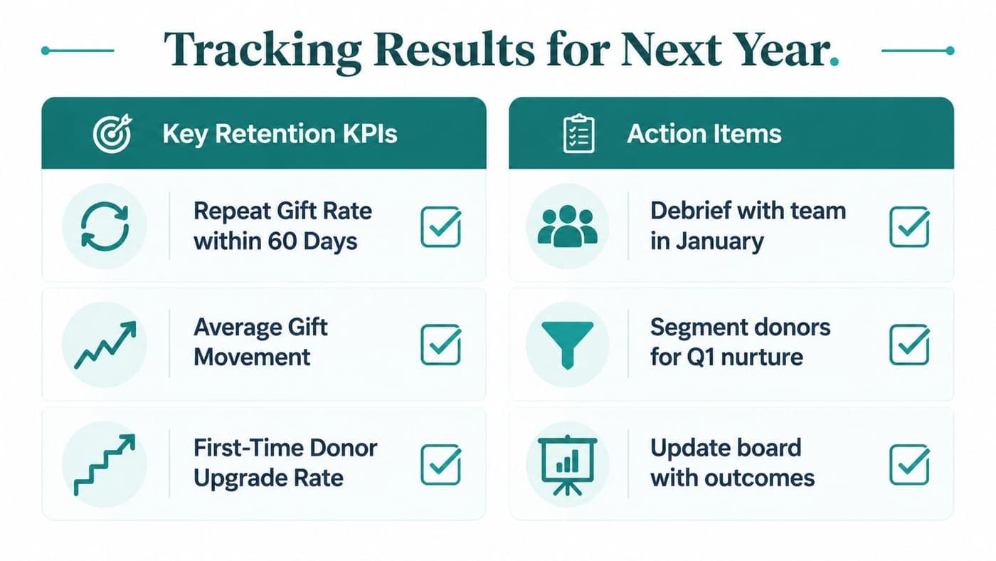 Year-end giving KPIs for retention follow-up and next year's campaign plan