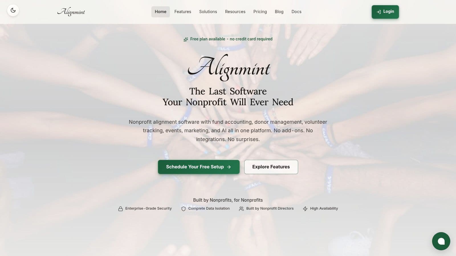AlignMint interface featured in this fiscal sponsor guide