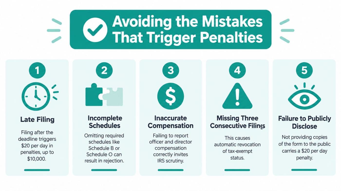 Five Form 990 filing mistakes that can trigger penalties and extra review