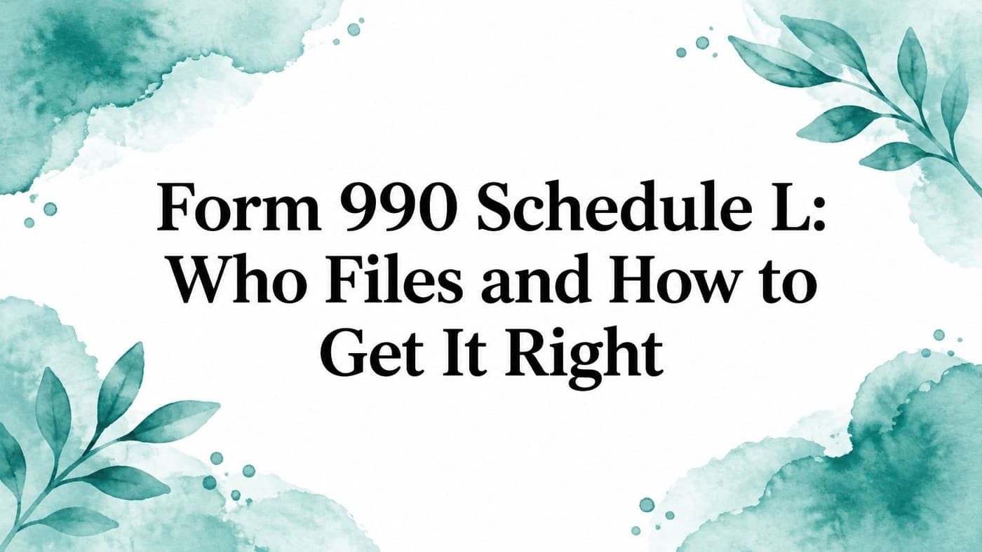 Title card explaining who files Form 990 Schedule L