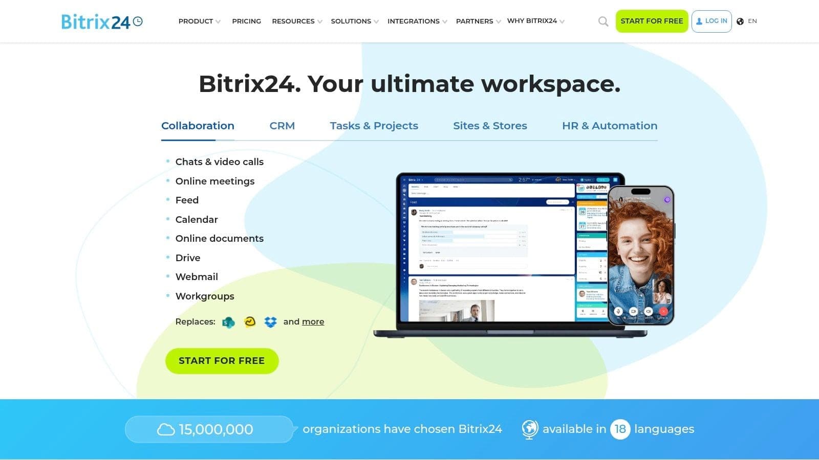 Photo showing bitrix24 workspace in this free CRM for nonprofits guide