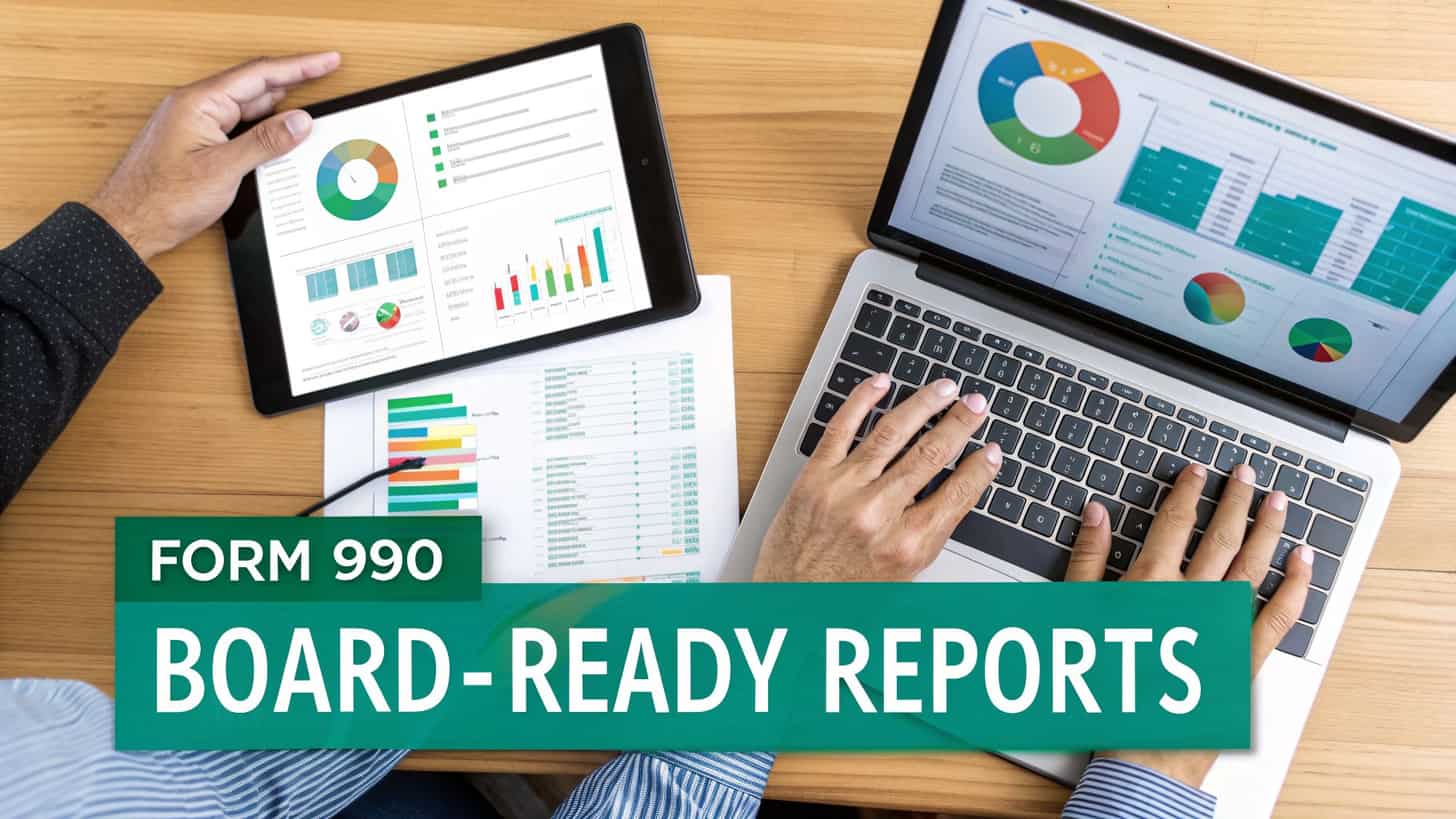 Two people reviewing financial data and reports on a laptop and tablet