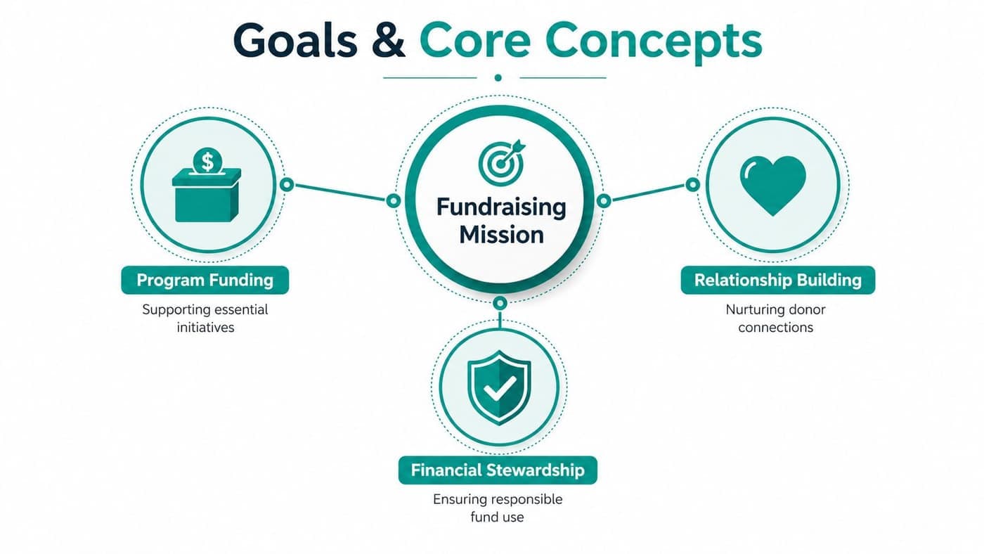 Fundraising mission pillars for program funding and stewardship