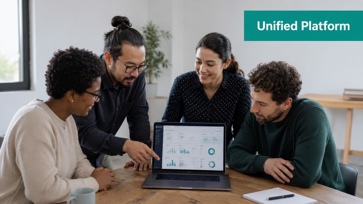 Fundraising team reviewing nonprofit campaign data metrics together