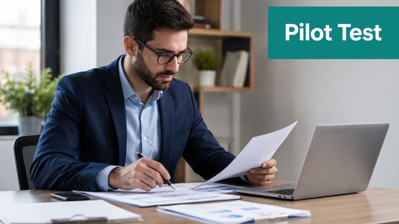 Finance leader reviewing accounting software selection documents carefully