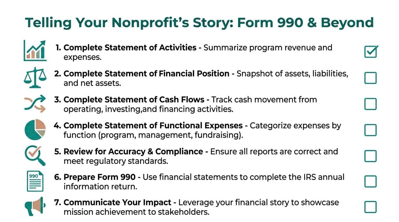Nonprofit financial statement checklist for board reporting preparation