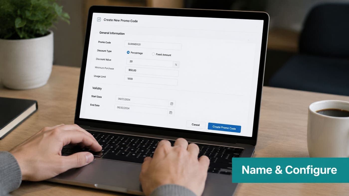 Promo code setup screen for nonprofit event tickets discounts and usage limits