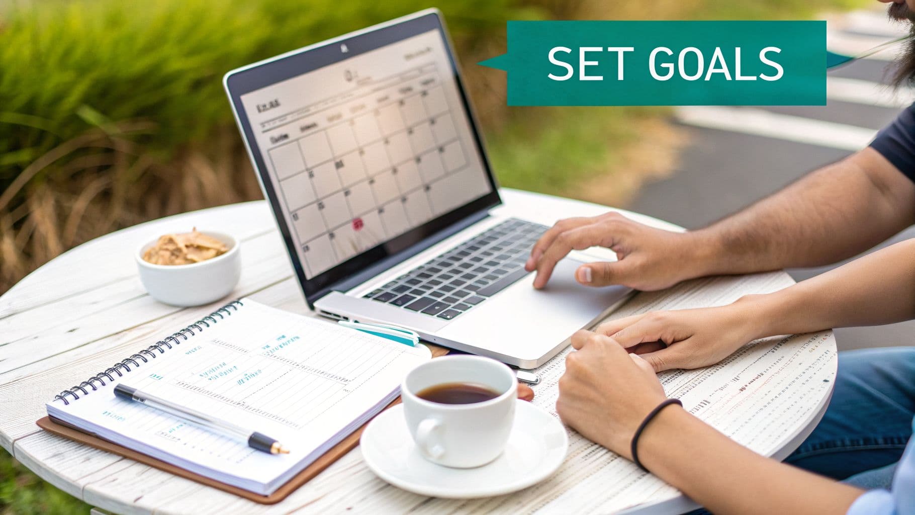 Nonprofit team setting fundraising goals for a silent auction event