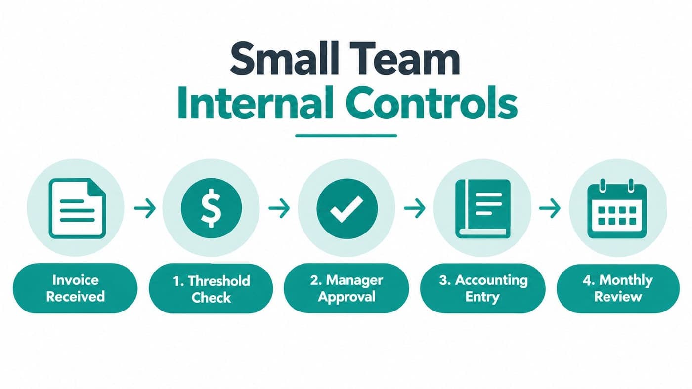 Diagram of a four-step internal control routine for a small nonprofit team
