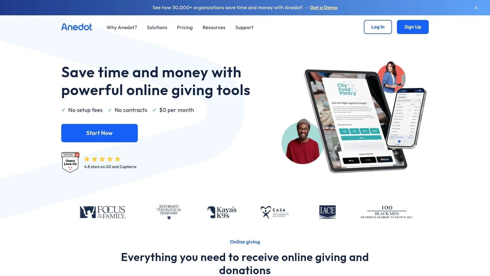 Photo showing fundraising platform anedot in this nonprofit fundraising tools guide