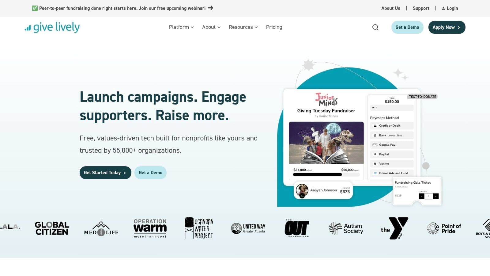 Photo showing fundraising platform give lively in this nonprofit fundraising tools guide