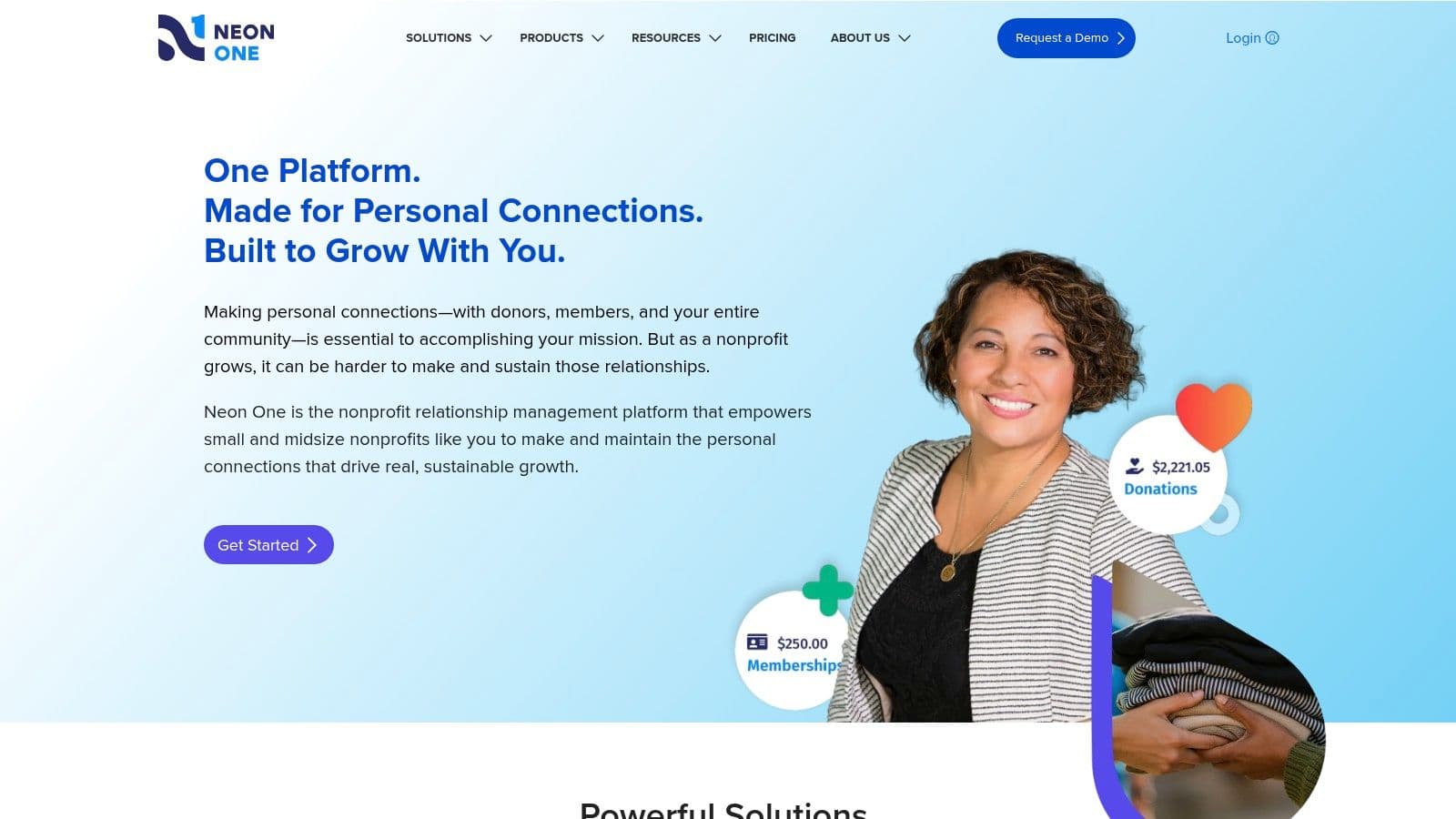 Neon One Neon Fundraise platform interface.