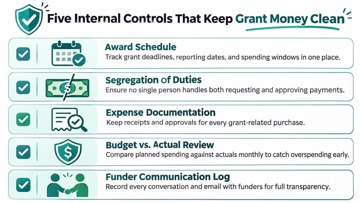 Five internal controls that keep nonprofit grant spending documented and reviewable