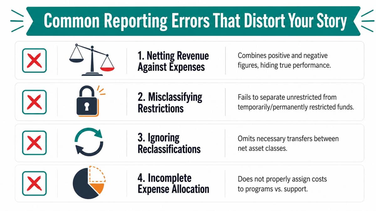 Four common nonprofit financial reporting errors that distort the statement of activities