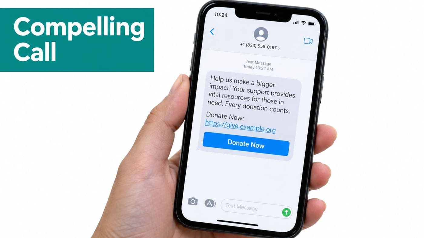Mobile text message asking a donor to complete an online gift