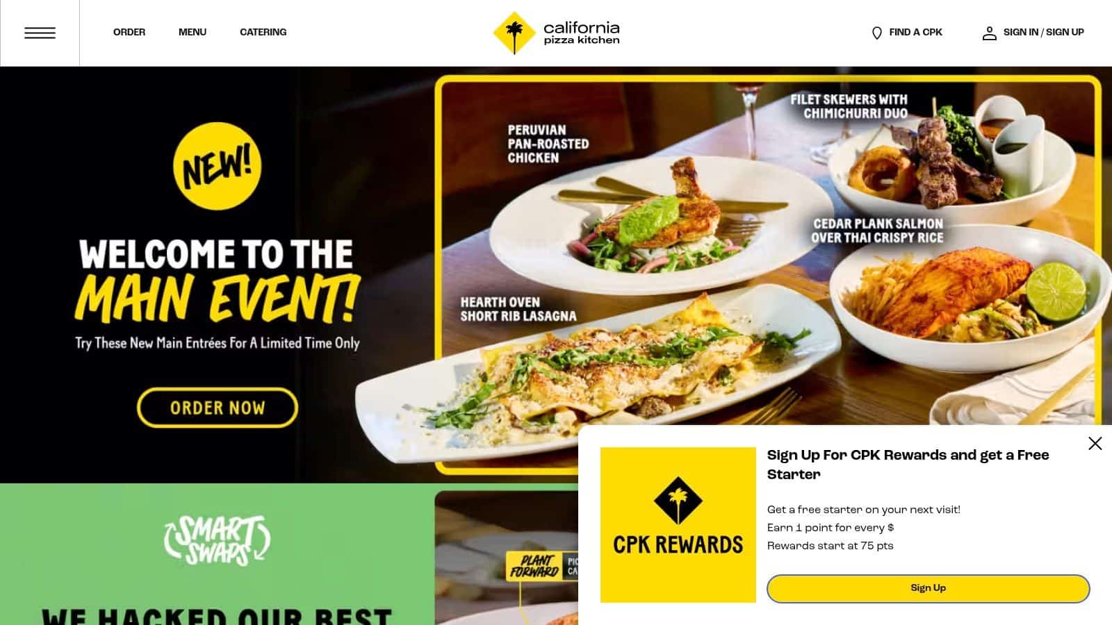 California Pizza Kitchen fundraising program webpage for nonprofit events