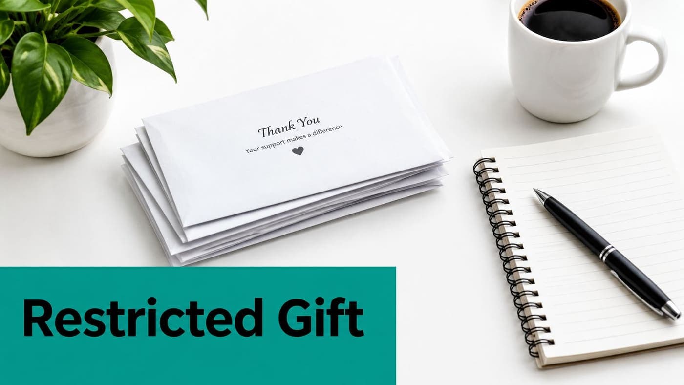 Stack of thank-you envelopes on a desk beside a coffee cup
