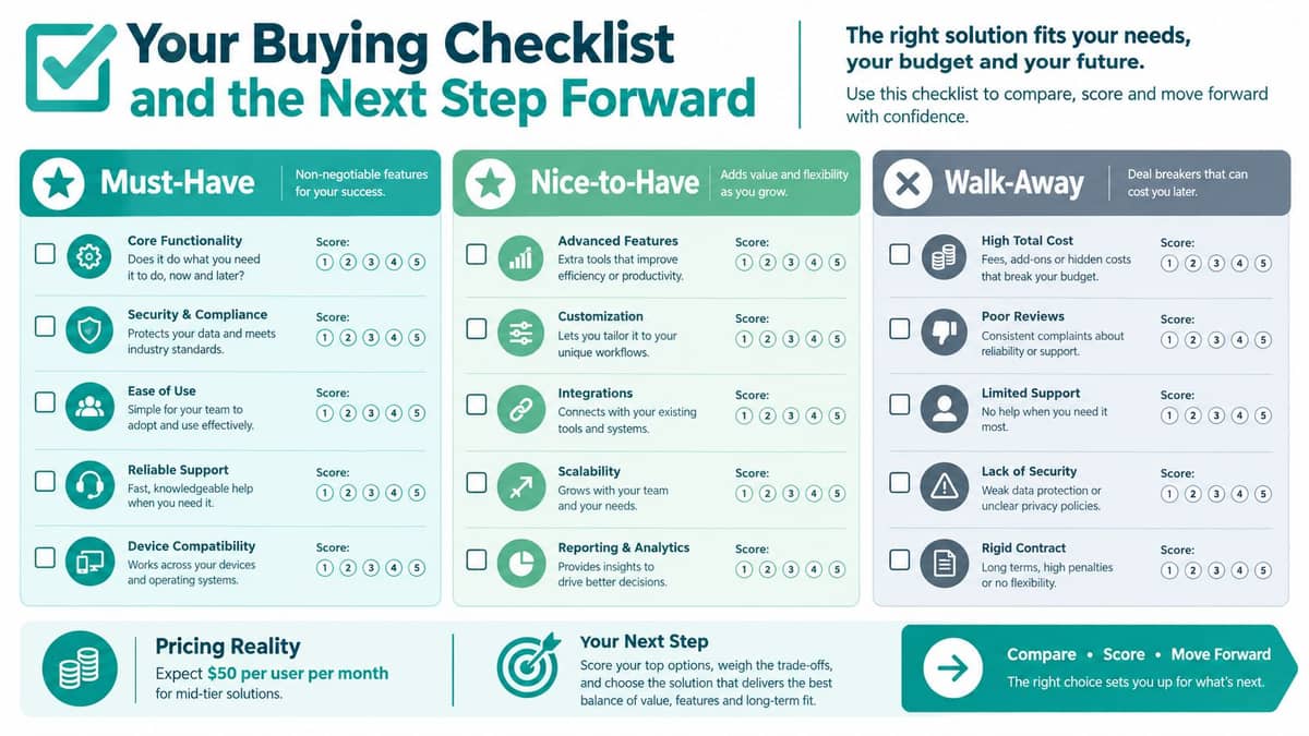 Buying checklist for scoring small nonprofit CRM options against daily work