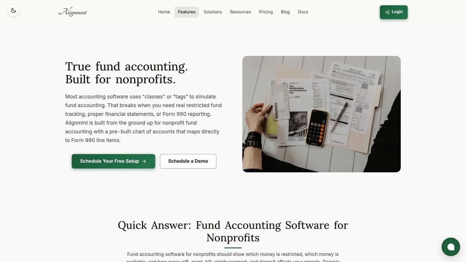 AlignMint accounting view connecting gifts funds and board reports