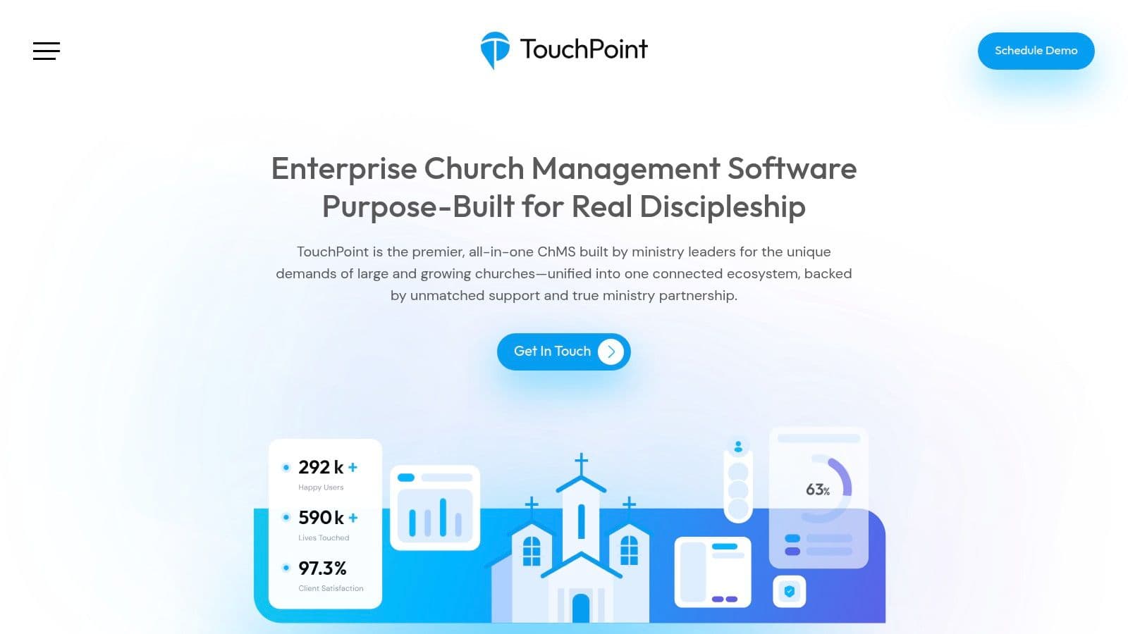 Software interface showing church management dashboard in this top church management software guide