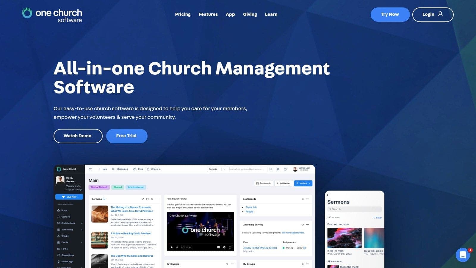 Software interface showing church software in this top church management software guide