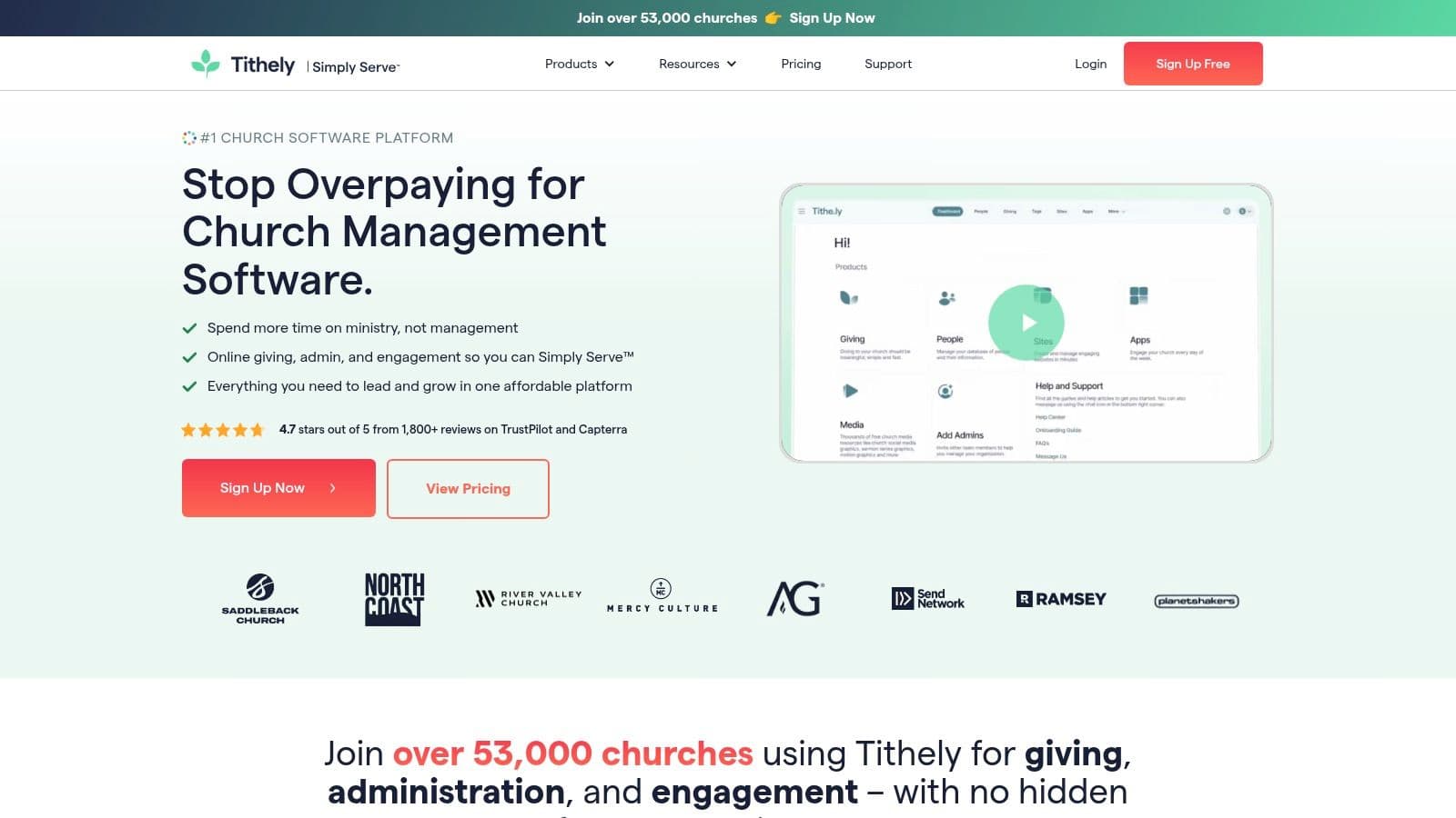 Tithely Church Management (Elvanto) and Tithely All Access