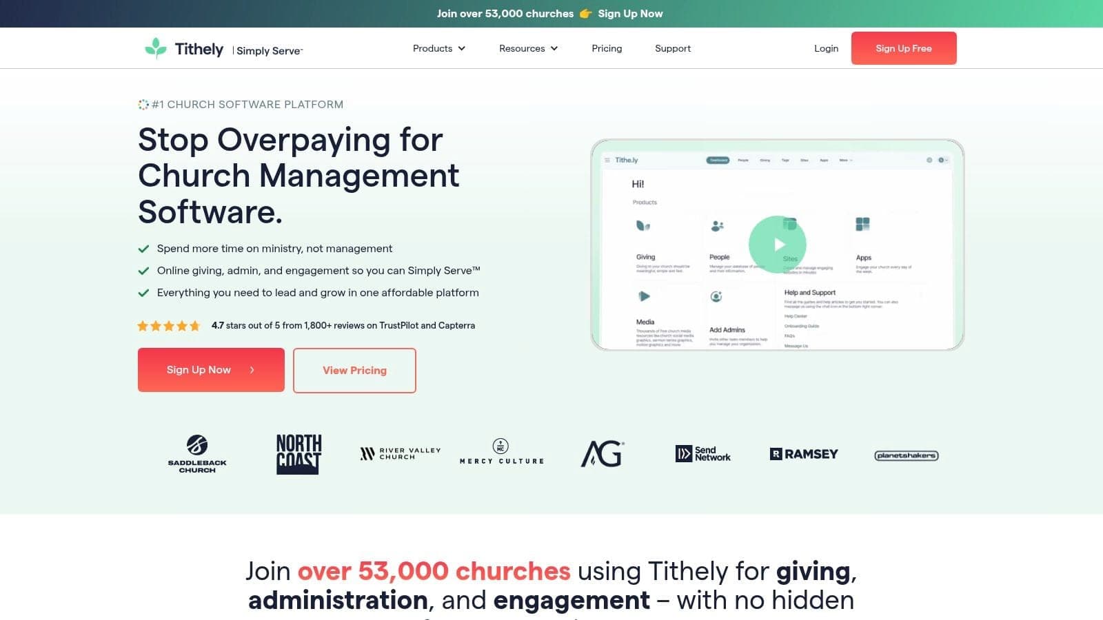 Tithely Church Management (Elvanto) and Tithely All Access