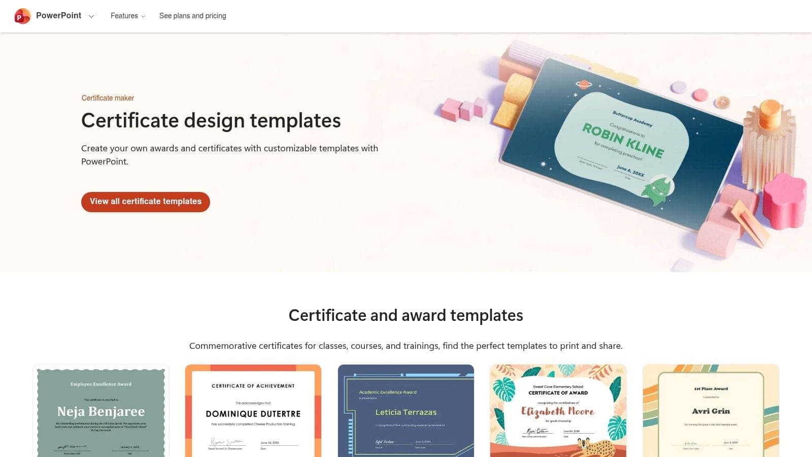 Microsoft Create certificate templates for Word and PowerPoint users
