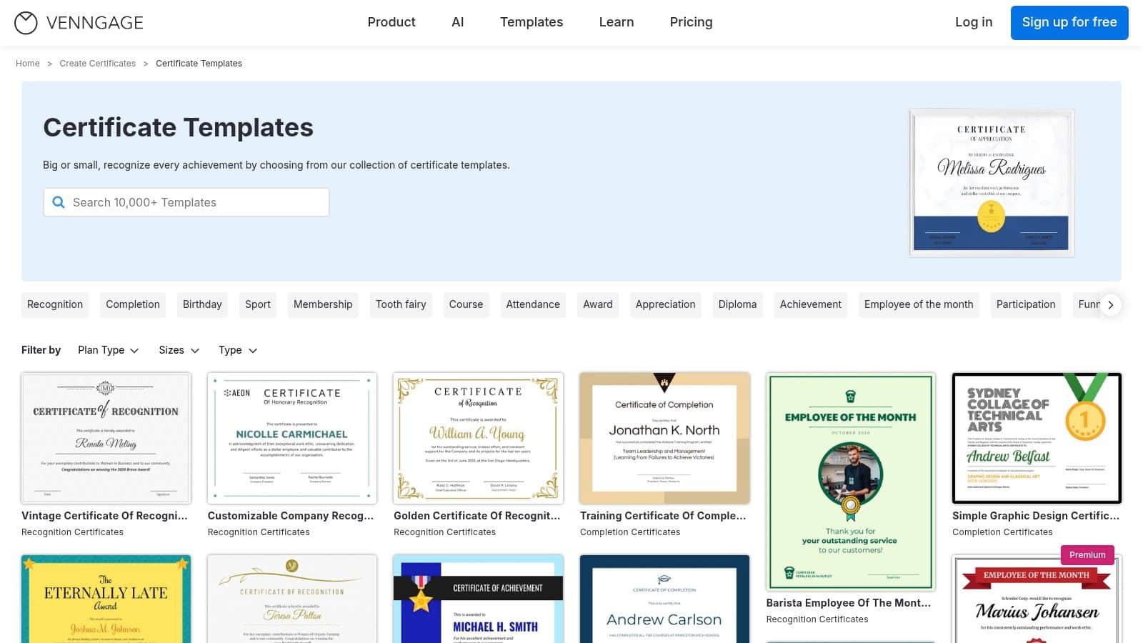 Venngage volunteer appreciation certificate template gallery for nonprofit teams