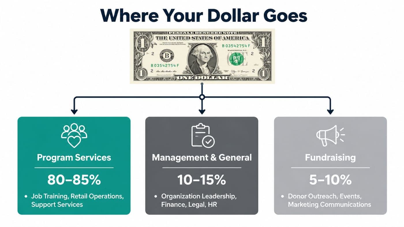 Goodwill spending categories for program management and fundraising
